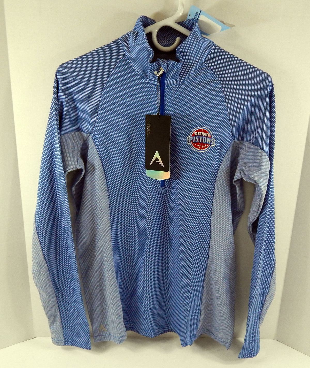 2016-17 Ladies Detroit Pistons Blue Cabanas Quarter Zip Shirt Antigua NWT M 1