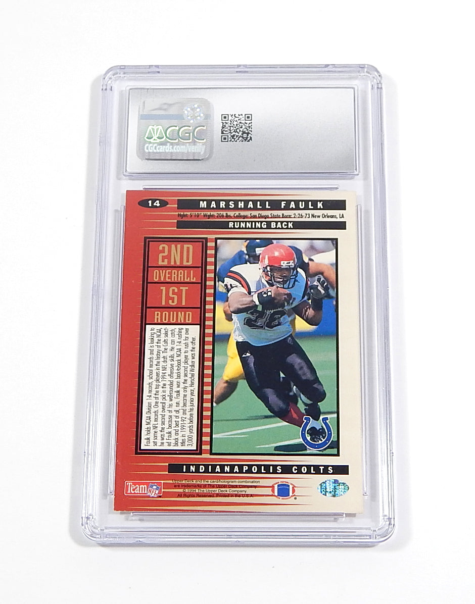 1994 UD Collector's Choice Marshall Faulk RC #14 CGC 9 Pic2