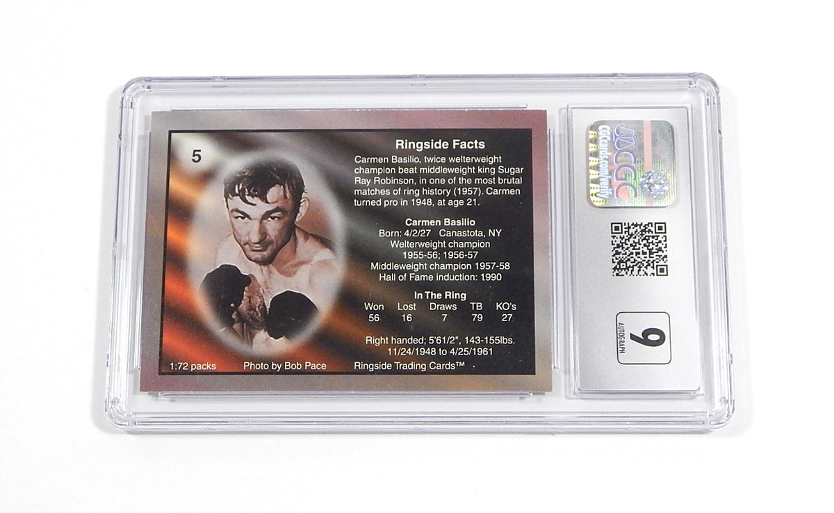 1996 Ringside Spotlights In The Ring Autographs Carmen Basilio #5 Auto CGC 8 Pic2