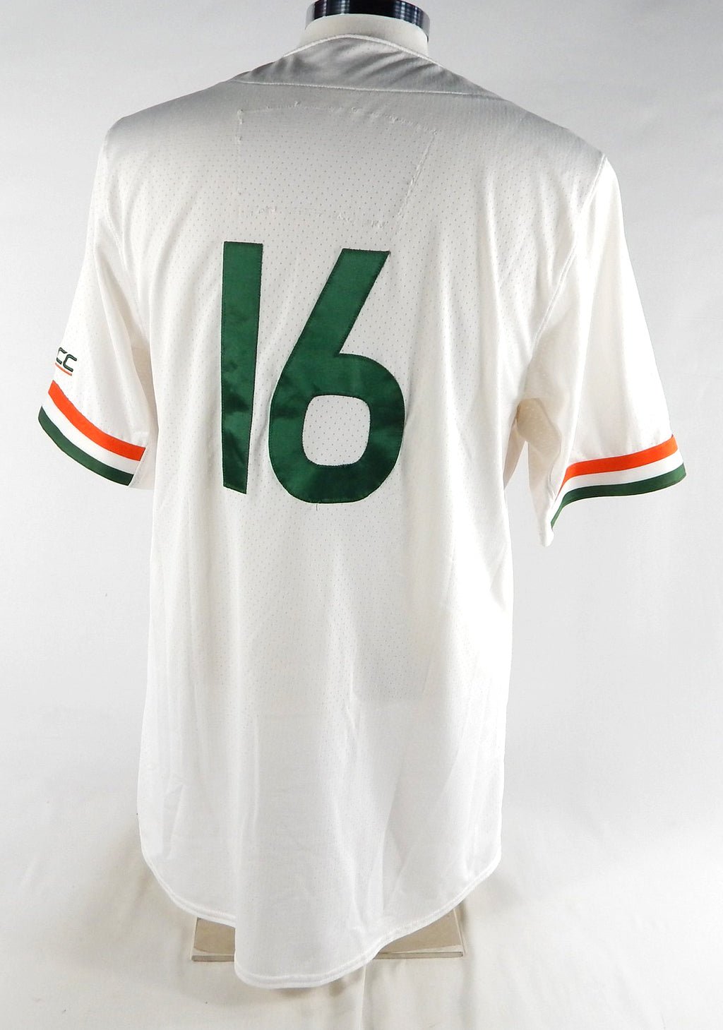 Miami Hurricanes #16 Game Used White Jersey Name Plate Removed Baseball 46 885 Pic2