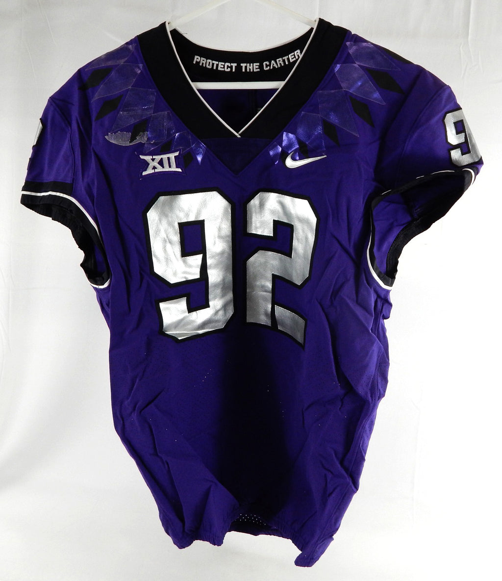 2019-24 Texas Christian TCU Frogs #92 Game Used Purple Jersey Football NP R 46 1