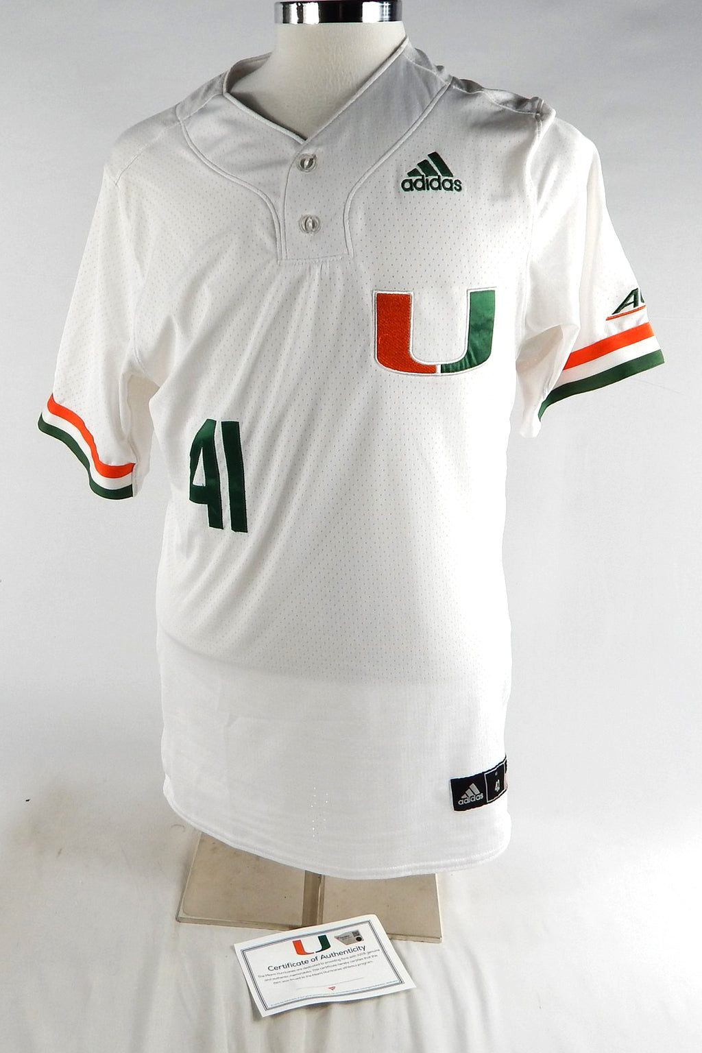 Miami Hurricanes #41 Game Used White Jersey NP Rem Baseball 42 888