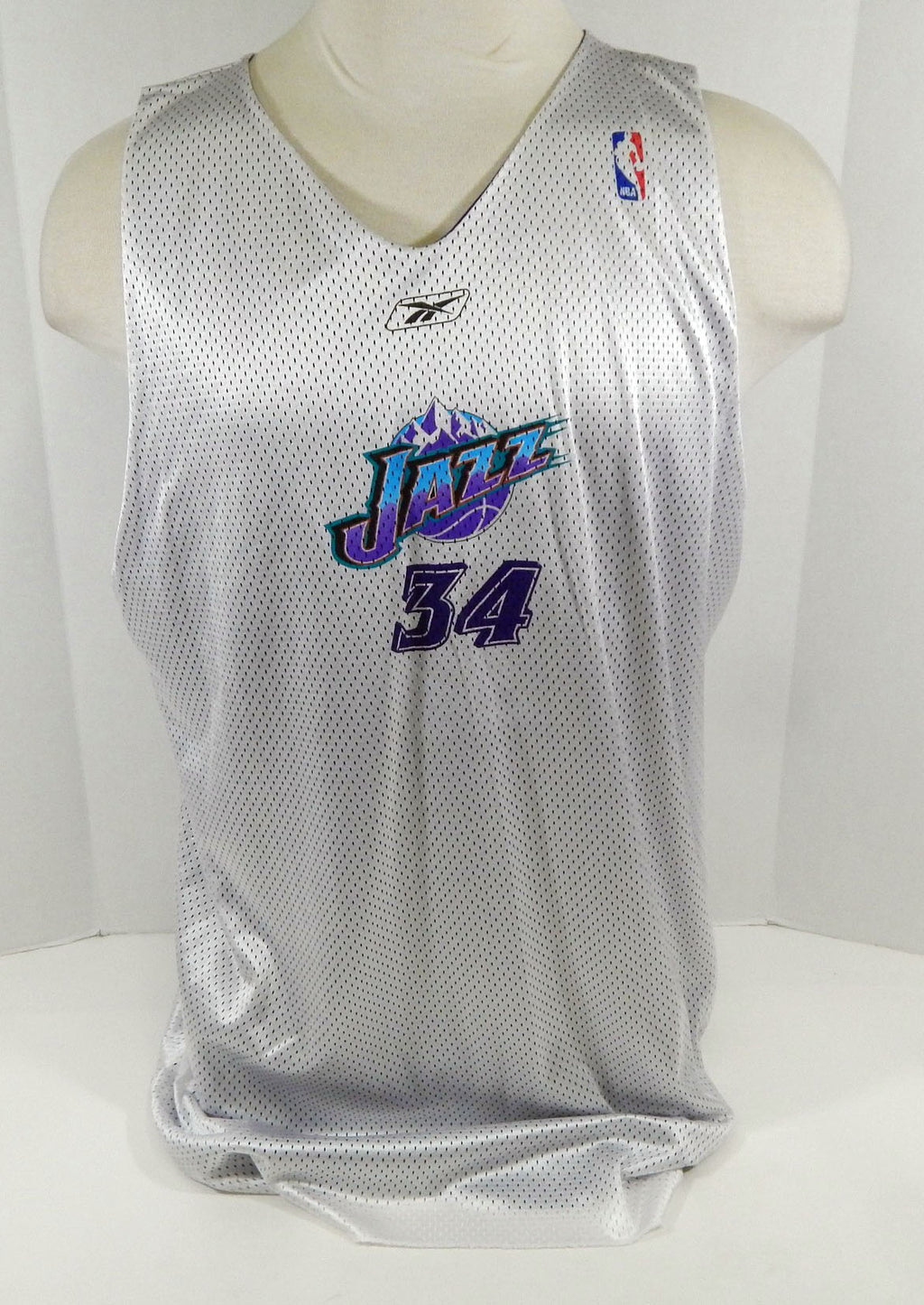 Utah Jazz #34 Game Issued White/Purple Reversible Practice Jersey DP15074