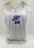 Utah Jazz #34 Game Issued White/Purple Reversible Practice Jersey DP15074
