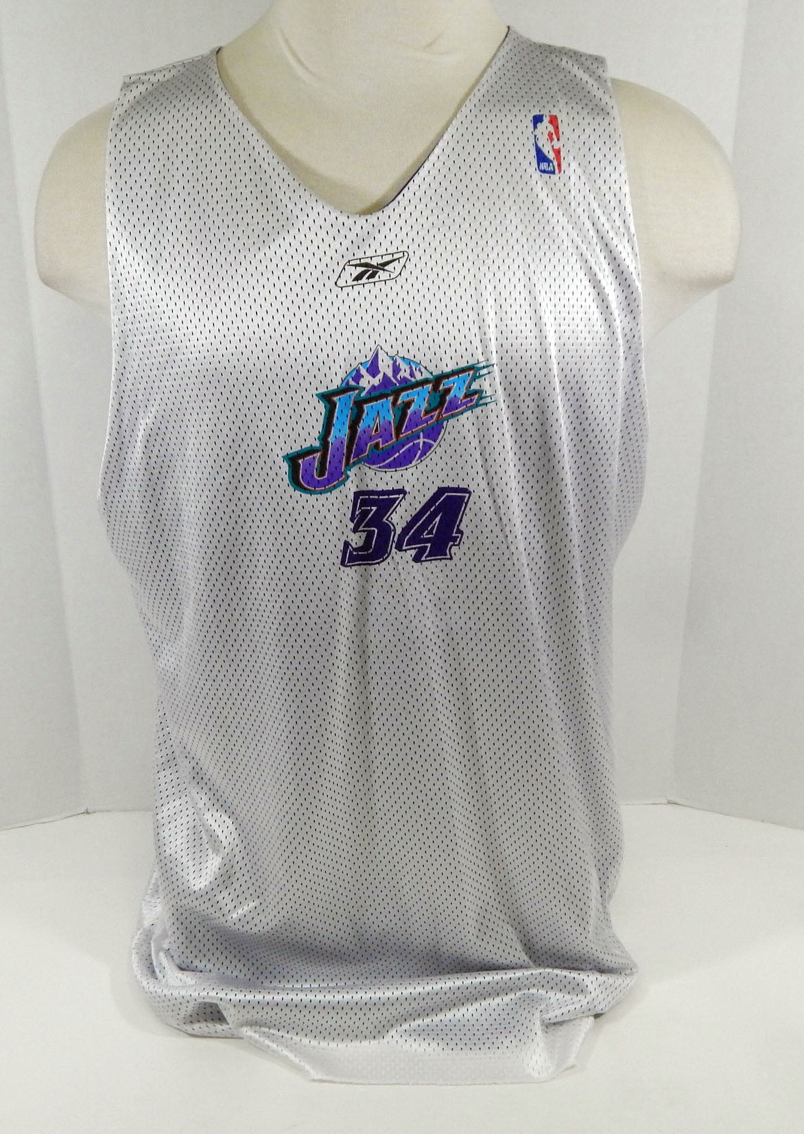 Utah Jazz #34 Game Issued White/Purple Reversible Practice Jersey DP15074