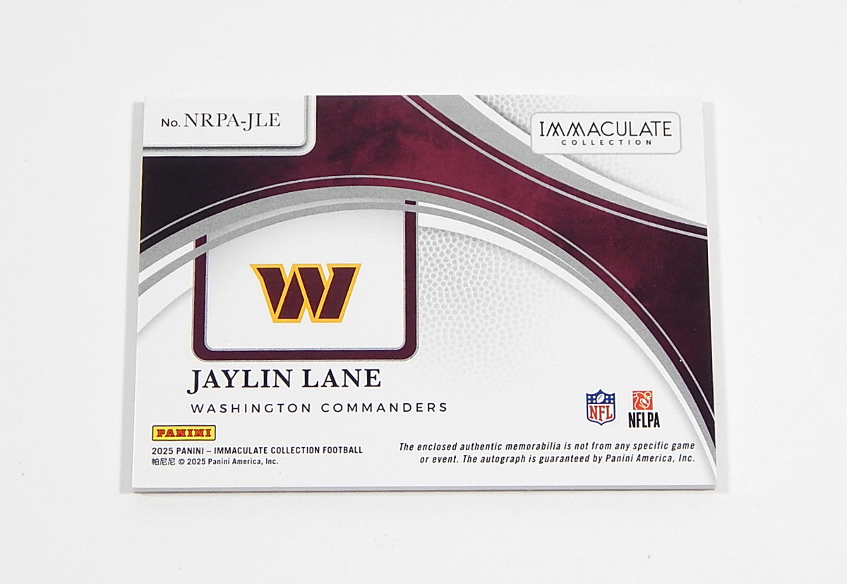 2025 Immaculate Collection Numbers Rookie Patch Autograph Jaylin Lane RC RPA /83 Pic2