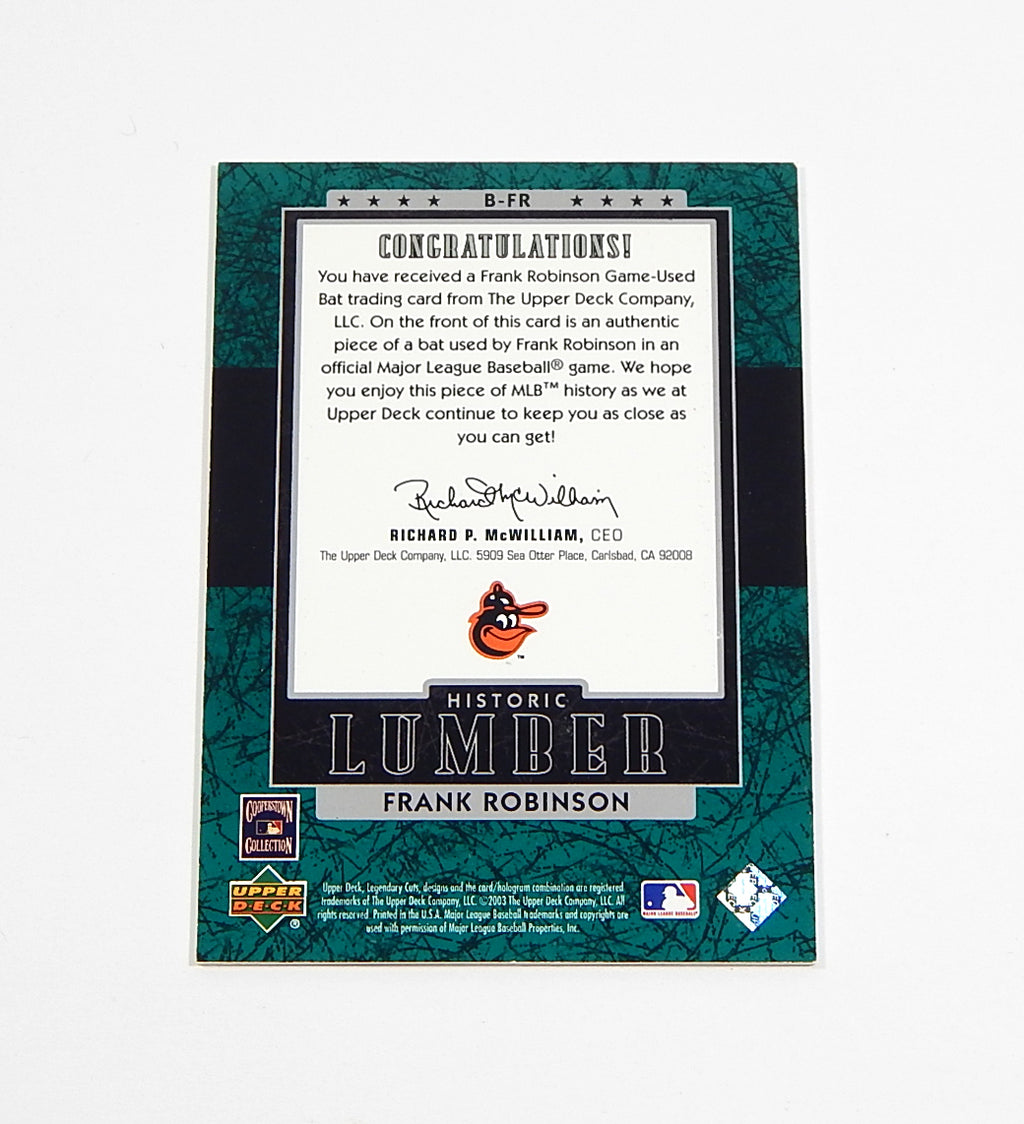 2003 SP Legendary Cuts Historic Lumber Green Frank Robinson GU Bat Relic /125 Pic2