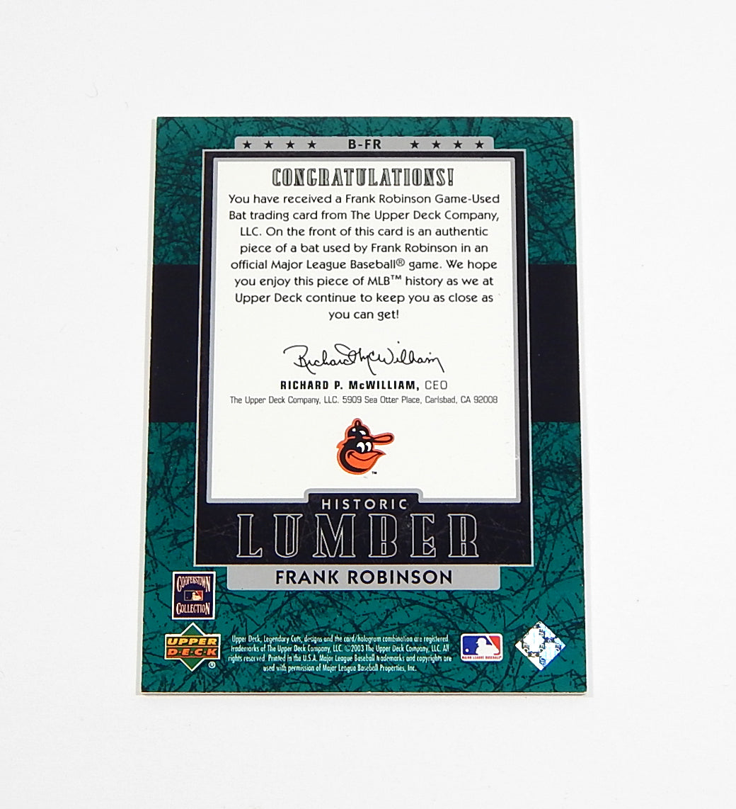 2003 SP Legendary Cuts Historic Lumber Green Frank Robinson GU Bat Relic /125 Pic2