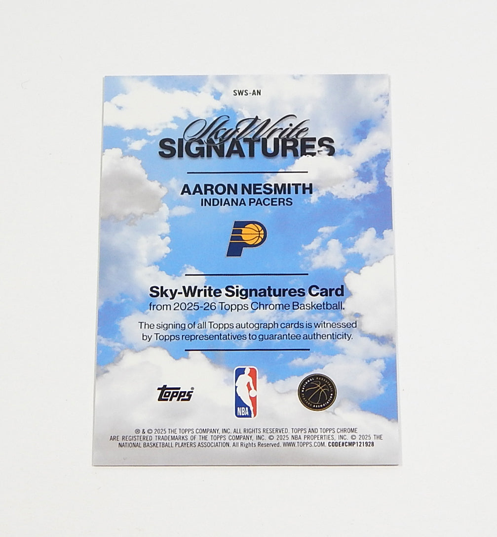 2025-26 Topps Chrome Sky Write Autographs Green Refractor Aaron Nesmith Auto /99 Pic2