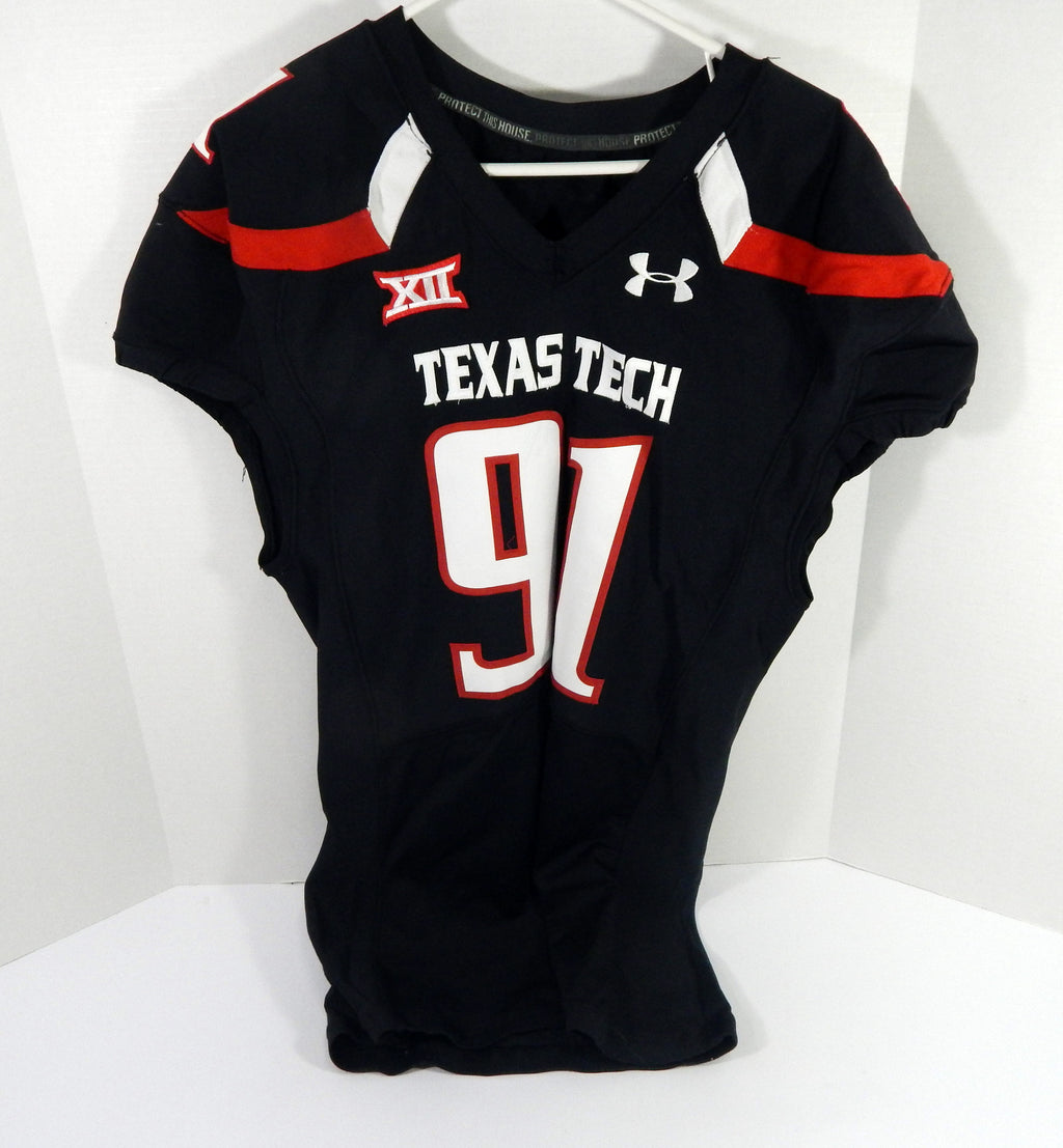 2013 Texas Tech Red Raiders Kerry Hyder #91 Game Used Black Jersey NP Rem 48 7