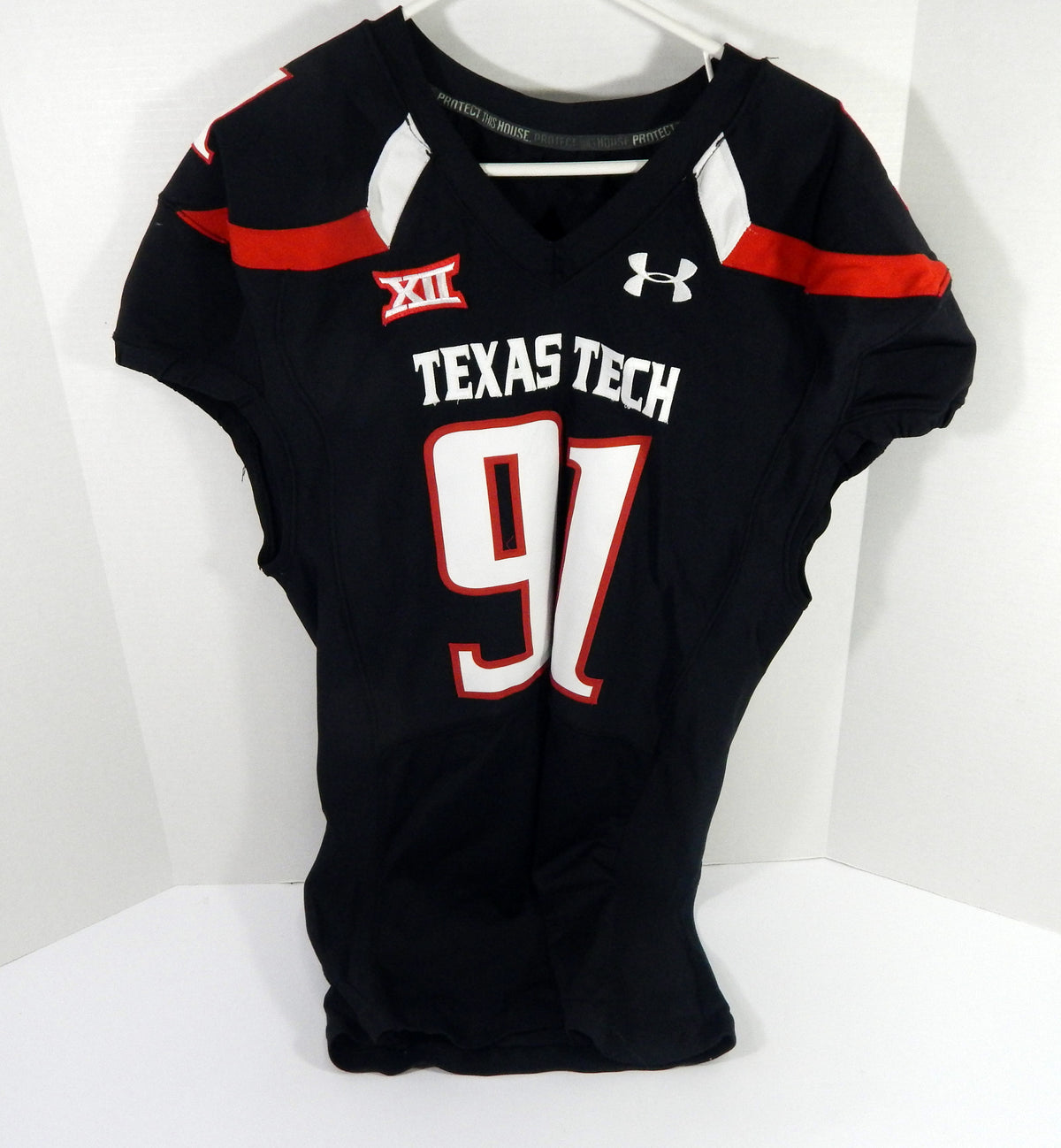 2013 Texas Tech Red Raiders Kerry Hyder #91 Game Used Black Jersey NP Rem 48 7