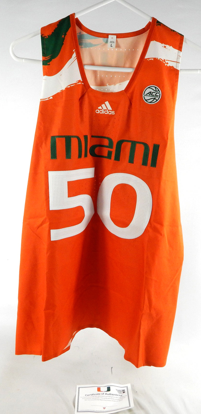 Miami Hurricanes #50 Game Used Orange Jersey Name Plate Removed Baseball L 894