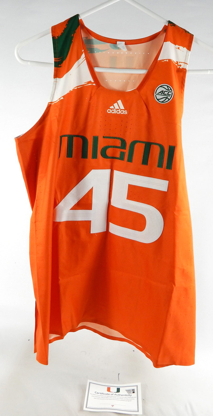 Miami Hurricanes #45 Game Issued Orange Jersey Basketball M 895