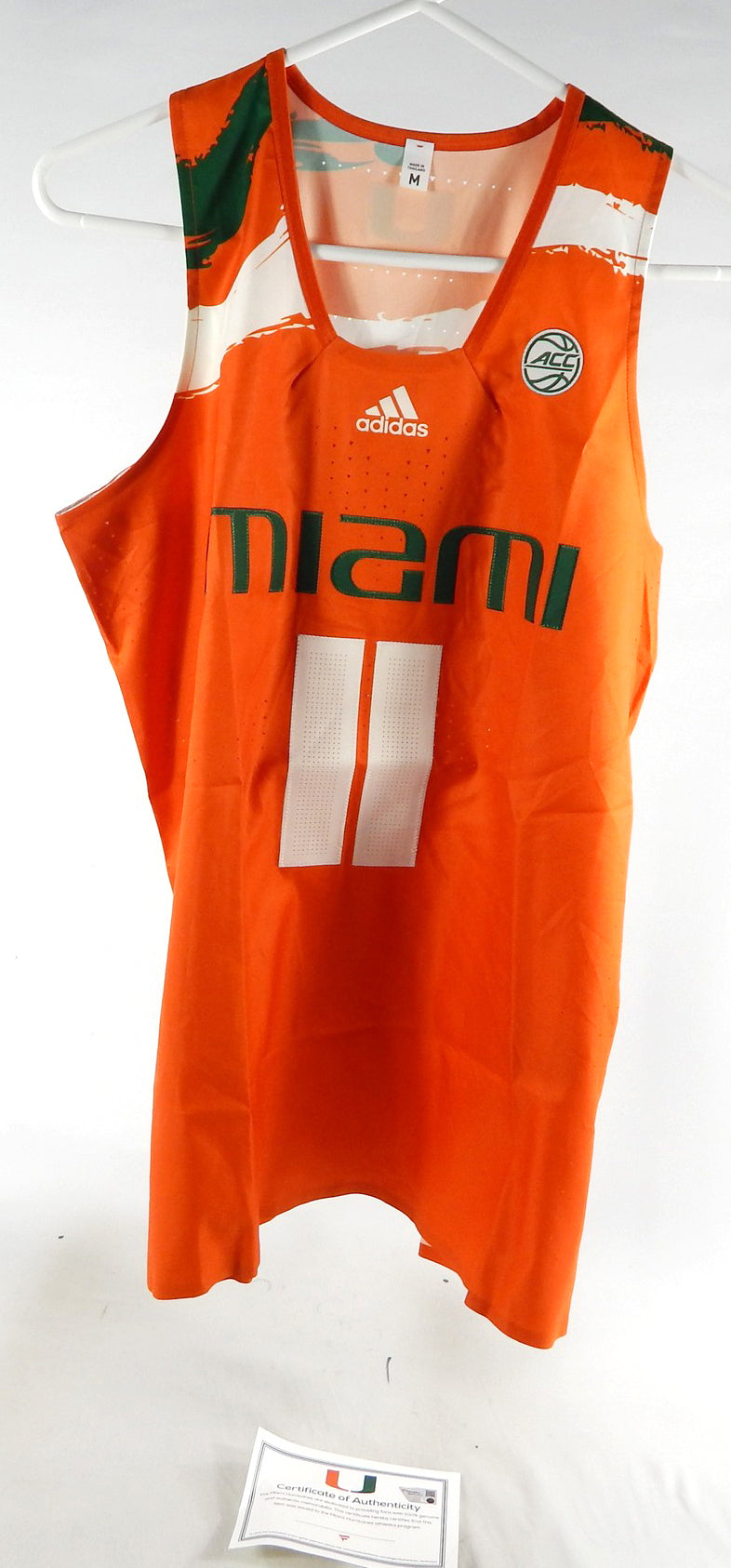 Miami Hurricanes #11 Game Issued Orange Jersey Basketball M 896