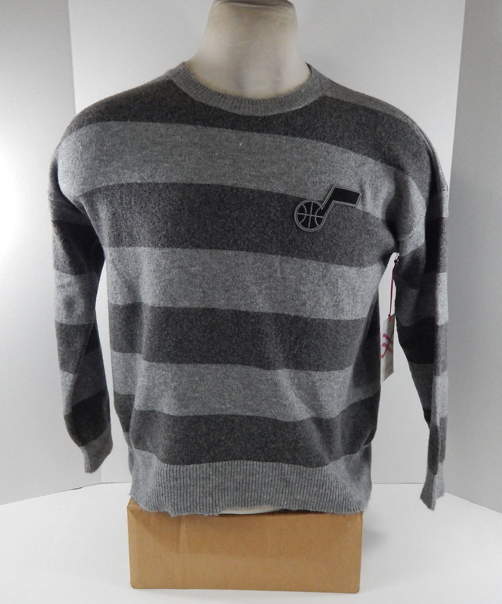 2023-24 Womens Utah Jazz Authentic Grey Striped Striped Sweater Lusso NWT M 78S