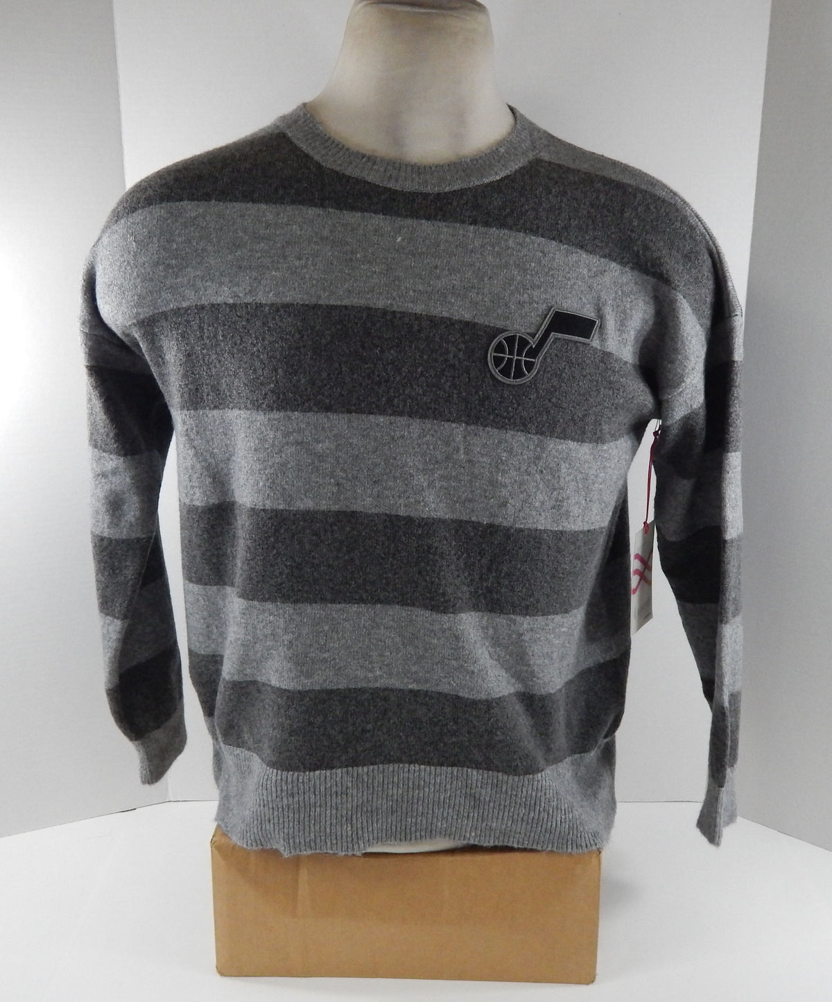 2023-24 Womens Utah Jazz Authentic Grey Striped Striped Sweater Lusso NWT M 78S