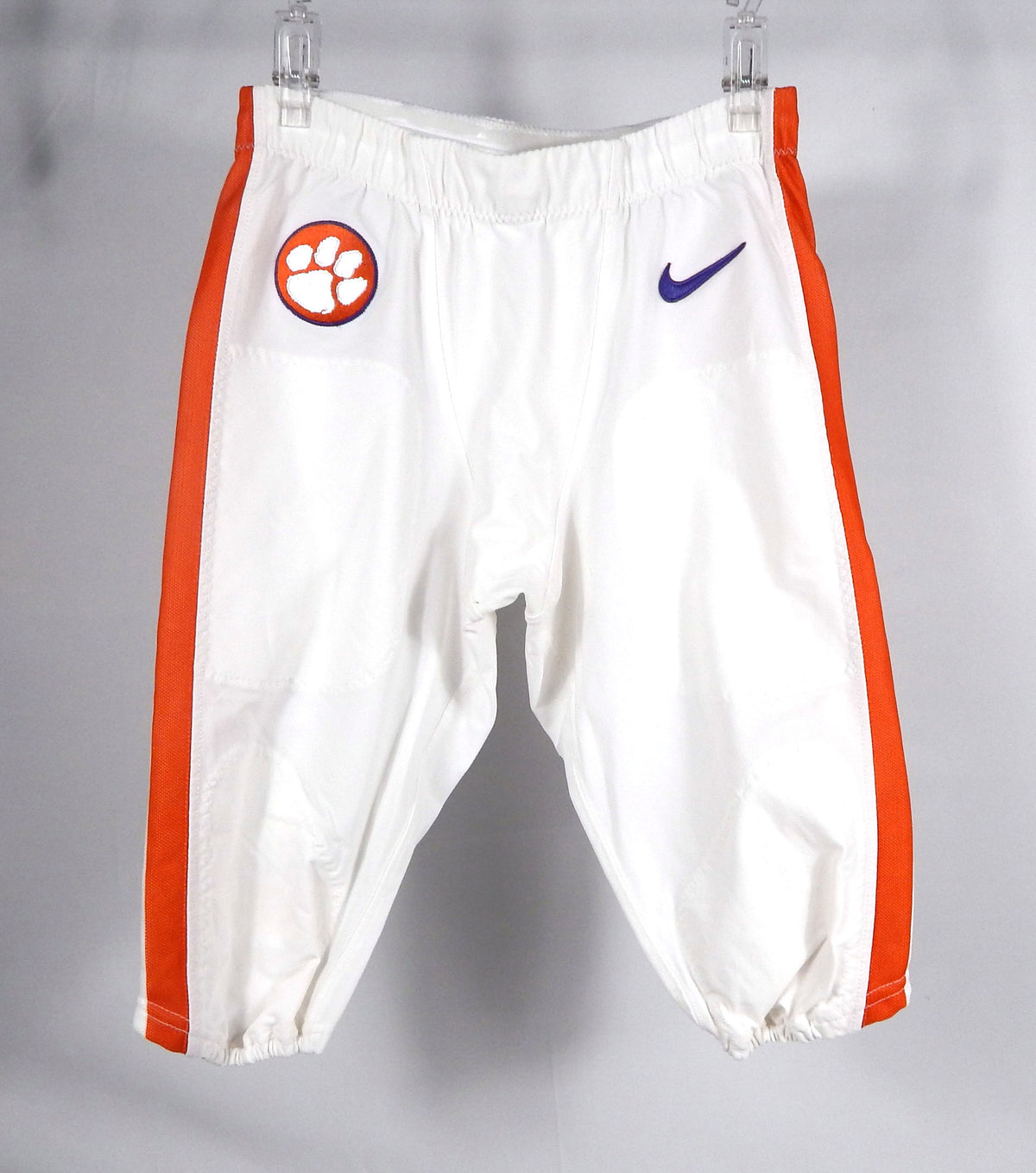 2016-18 Clemson Tigers Game Issued Pos Used White Pants Purple Nike 34 035S