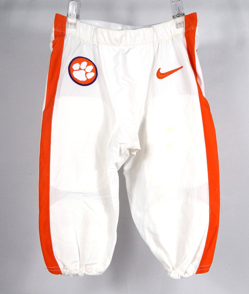 2016-18 Clemson Tigers Game Issued Pos Used White Pants Orange Nike 32 036S