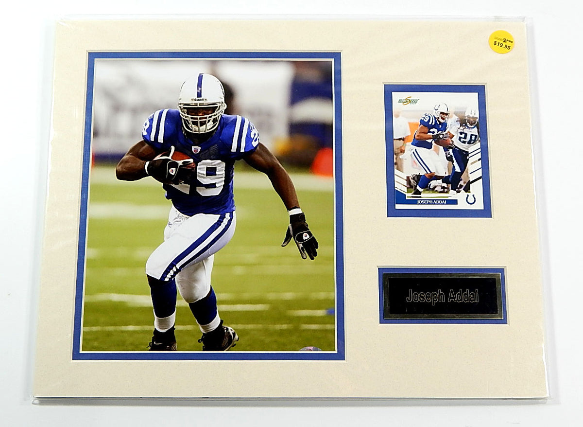 Joseph Addai Colts Matted Photo Card & Name Plate 11x14 Ideal For Framing