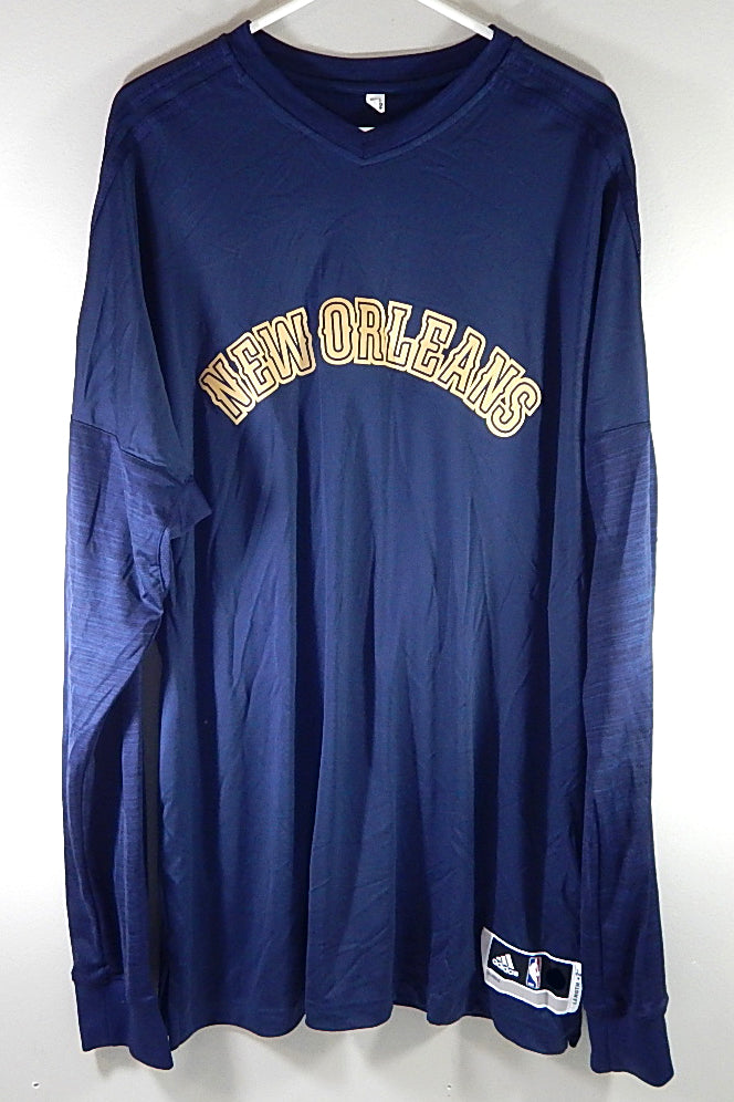 New Orleans Pelicans Adidas Climalite Team Issued LS Warm Up Shirt Navy 2XL +2"
