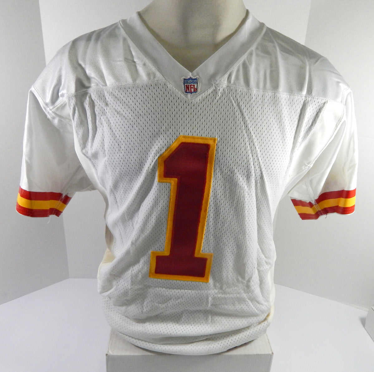 1995 Kansas City Chiefs #1 Game Issued White Jersey 42 DP51818
