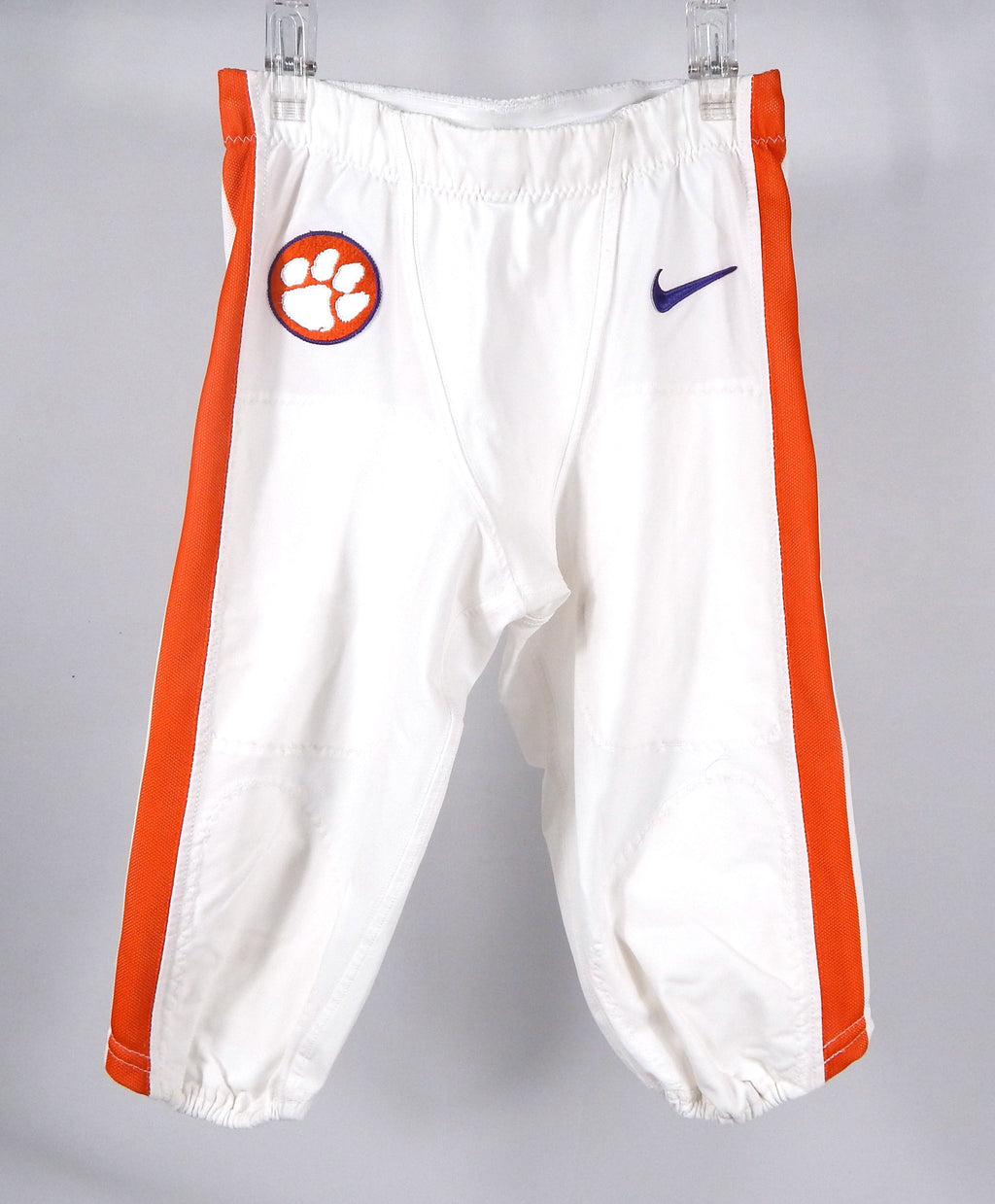 2016-18 Clemson Tigers Game Issued Pos Used White Pants Purple Nike 30 038S