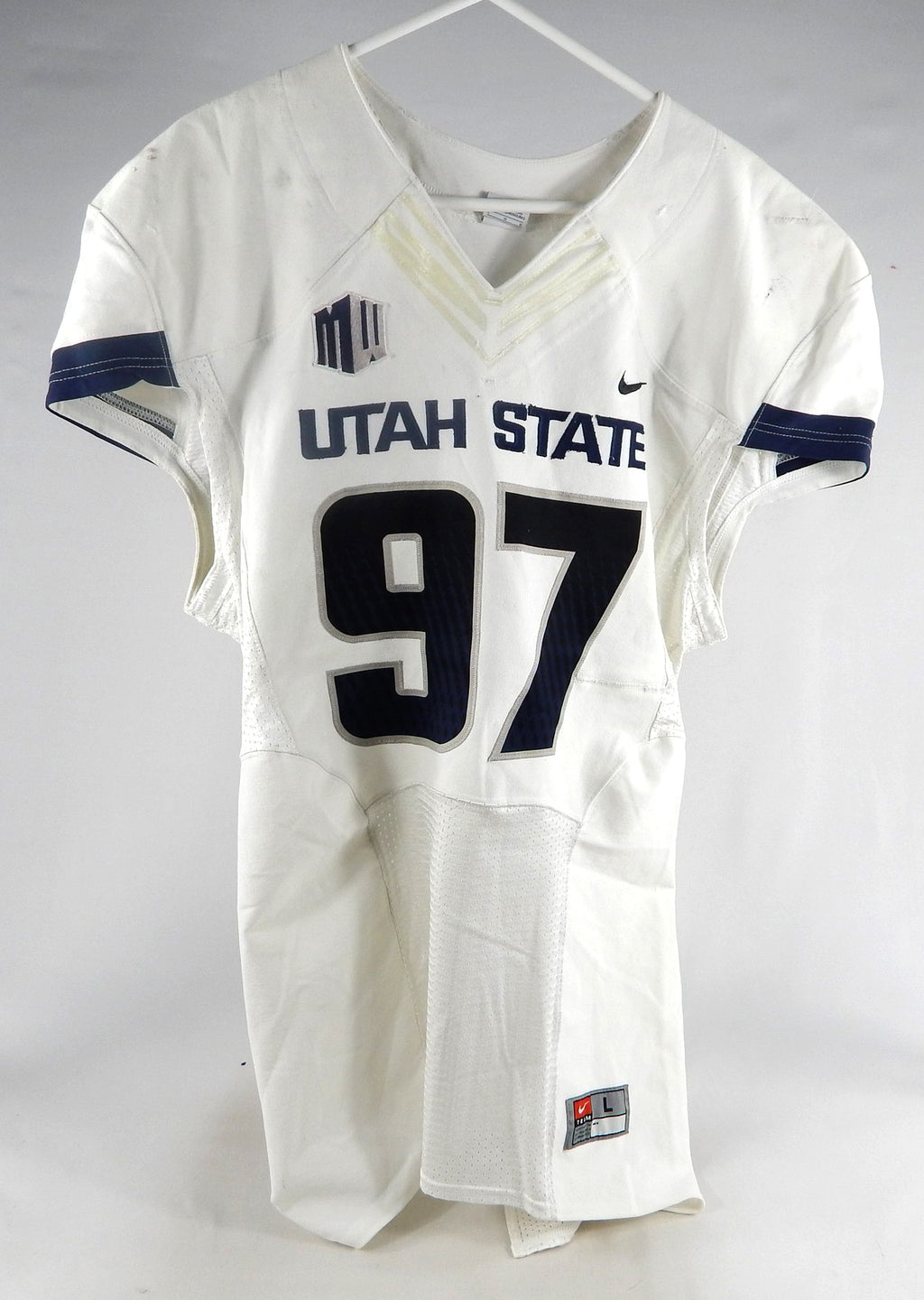 2013-15 Utah State Aggies #97 Game Used White Jersey NP Rem L 073