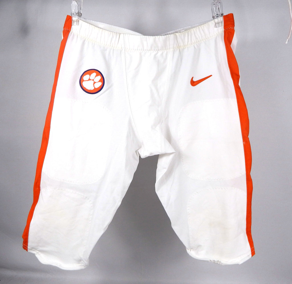 2016-18 Clemson Tigers Game Issued Pos Used White Pants Orange Nike 42 040S