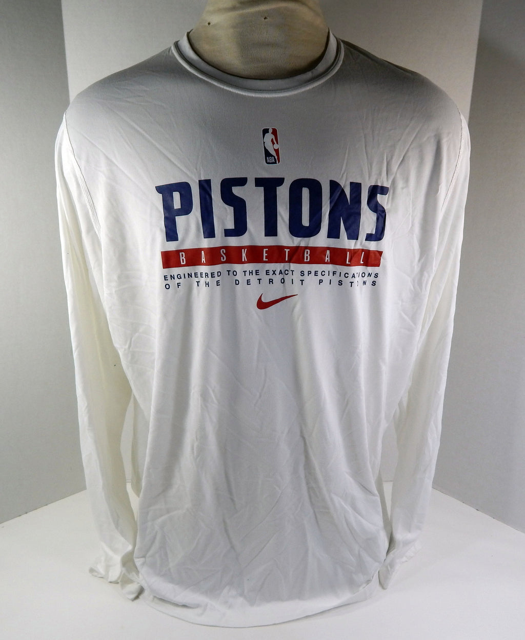 2020-21 Detroit Pistons Team Issued White Longsleeve Training Shirt Nike 3XL 64S