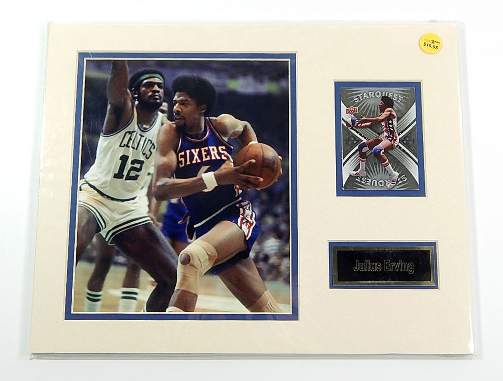Julius Erving 76'ers Matted Photo Card & Name Plate 11x14 Ideal For Framing