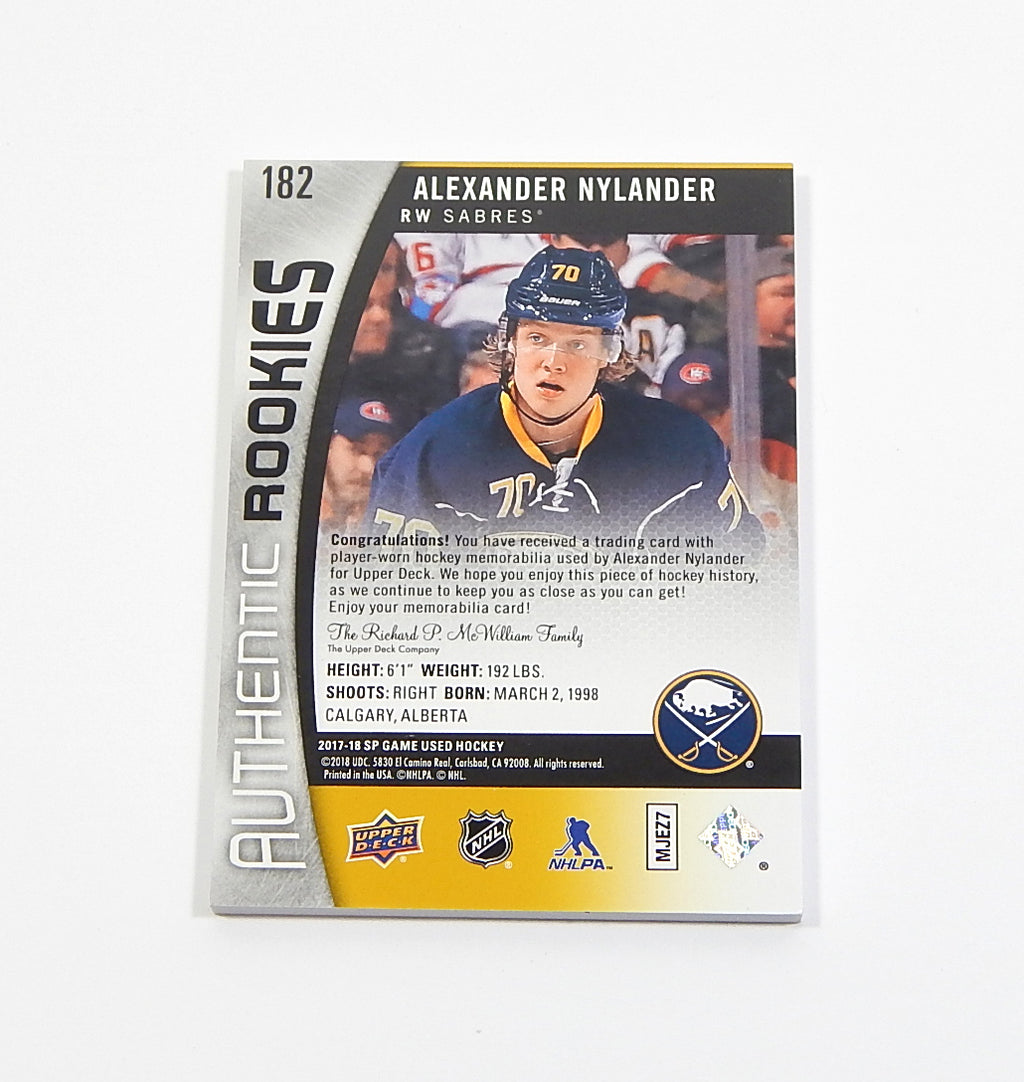 2017-18 SP Game Used Gold Spectrum Alexander Nylander RC #182 Jersey Patch /49 Pic2