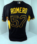 2015 Pittsburgh Pirates Deibinson Romero #57 Game Used Black Jersey BP ST 728