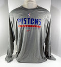 2020-21 Detroit Pistons Team Issued Grey Longsleeve Training Shirt Nike 3XL 165S