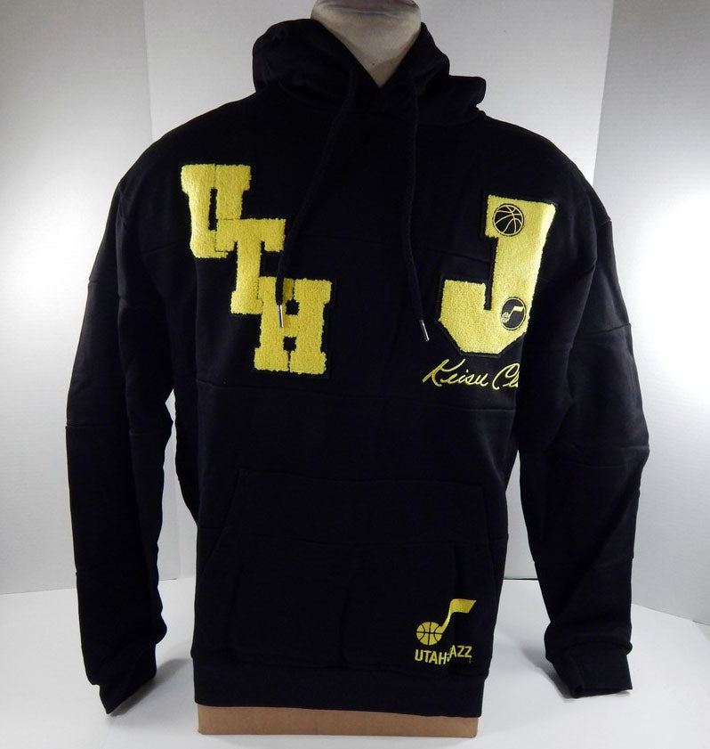 Mens Utah Jazz Black Letterman Sweatshirt Keiser Clark NWT L 25S