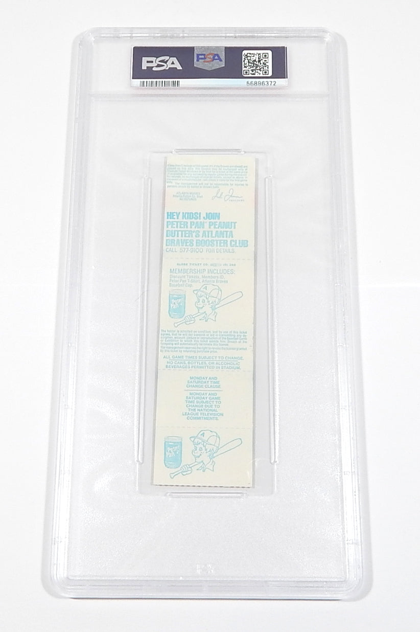 1982 Atlanta Braves vs Houston Astros 4/11/82 Full Ticket PSA 8 Pic2