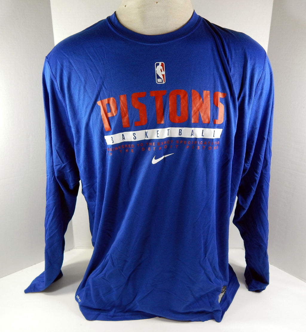 2020-21 Detroit Pistons Team Issued Blue Long Sleeve Training Shirt Nike3XL 7S