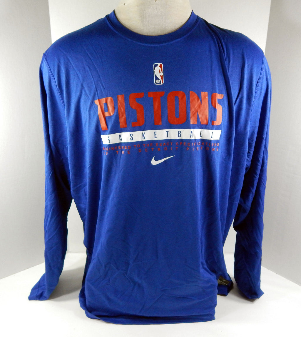 2020-21 Detroit Pistons Team Issued Blue Long Sleeve Training Shirt Nike3XL 7S Pic2
