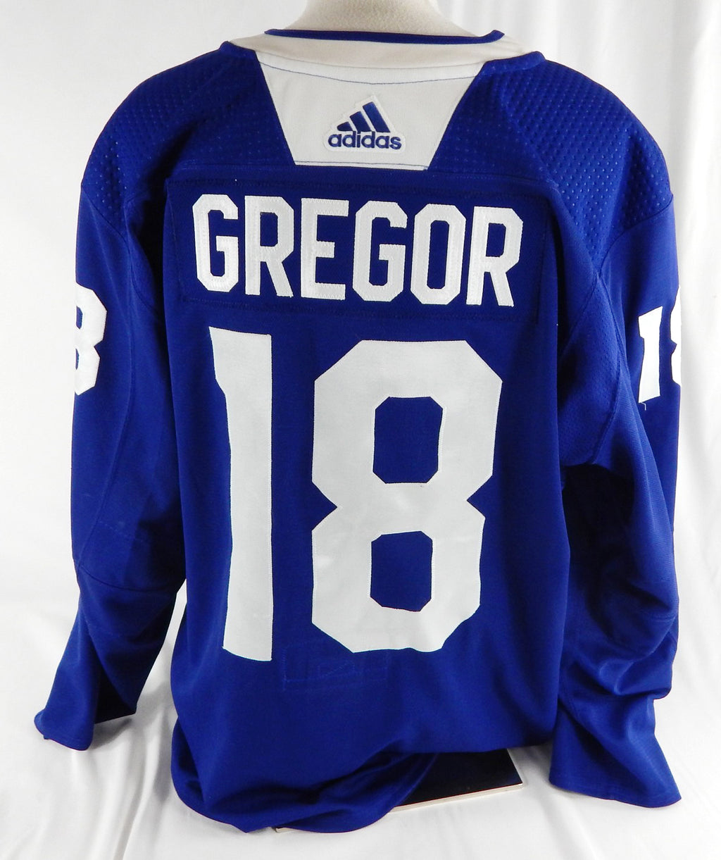 2017-18 Toronto Maple Leafs Noah Gregor #18 Game Used Blue Practice Jersey Ford Pic2