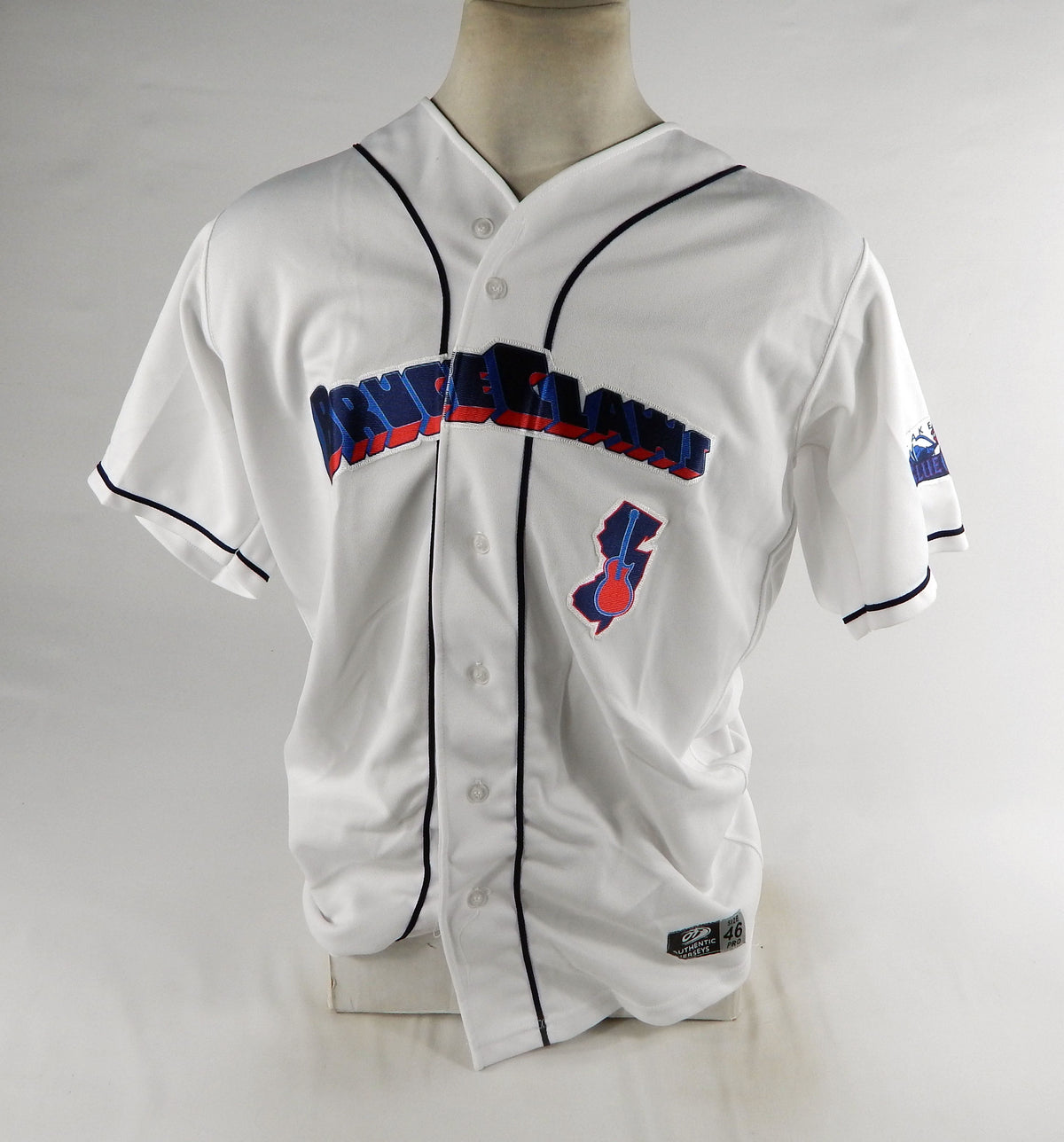 Lakewood Blueclaws Blank Game Issued White Jersey Bruce Springsteen Night 46 3