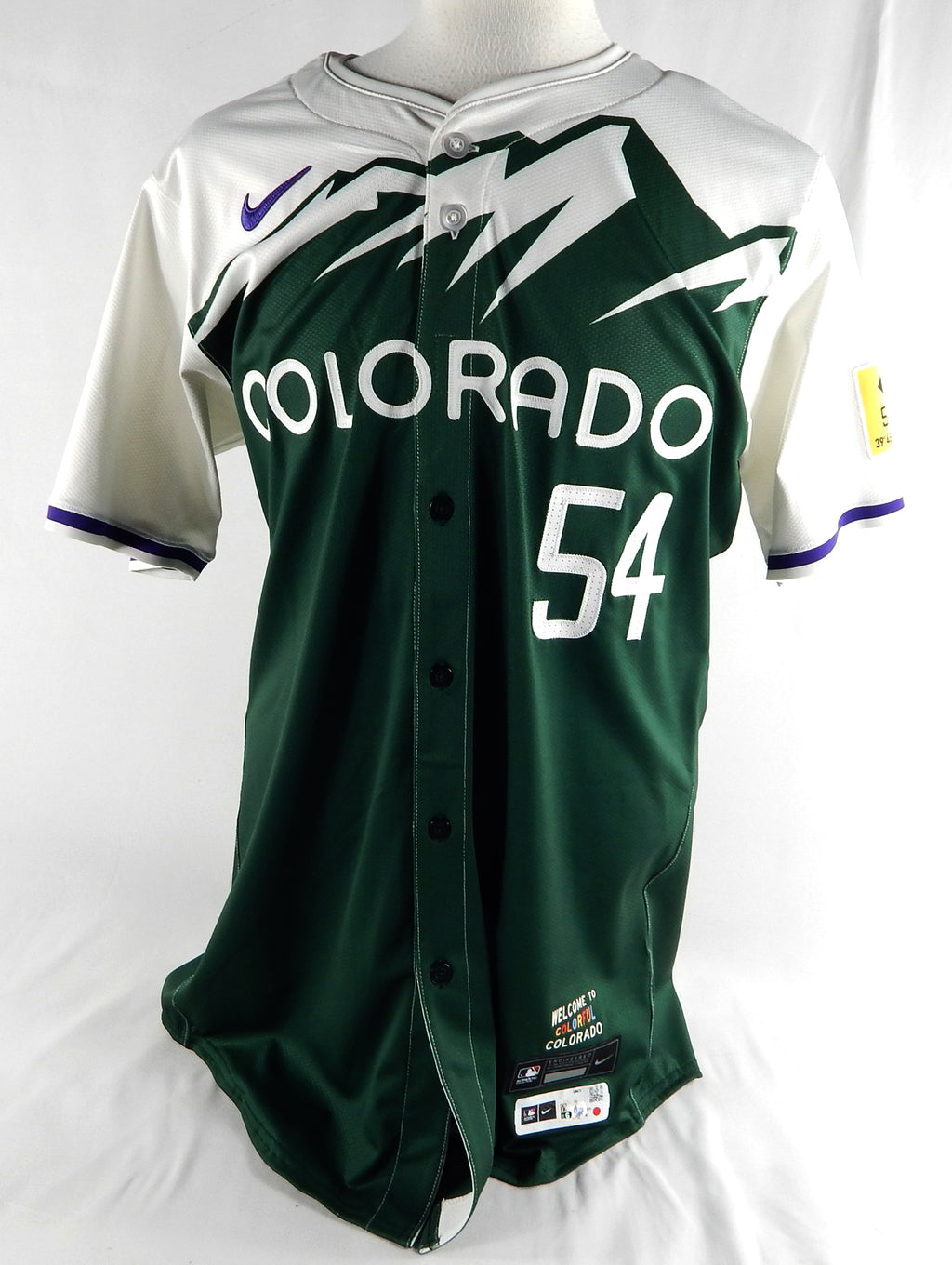 2024 Colorado Rockies Matt Koch #54 Game Issued Green Jersey City Connect 46 093