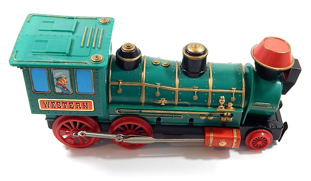 1960's Japan Tin Litho Plastic Battery Operated Western Special Locomotive Train