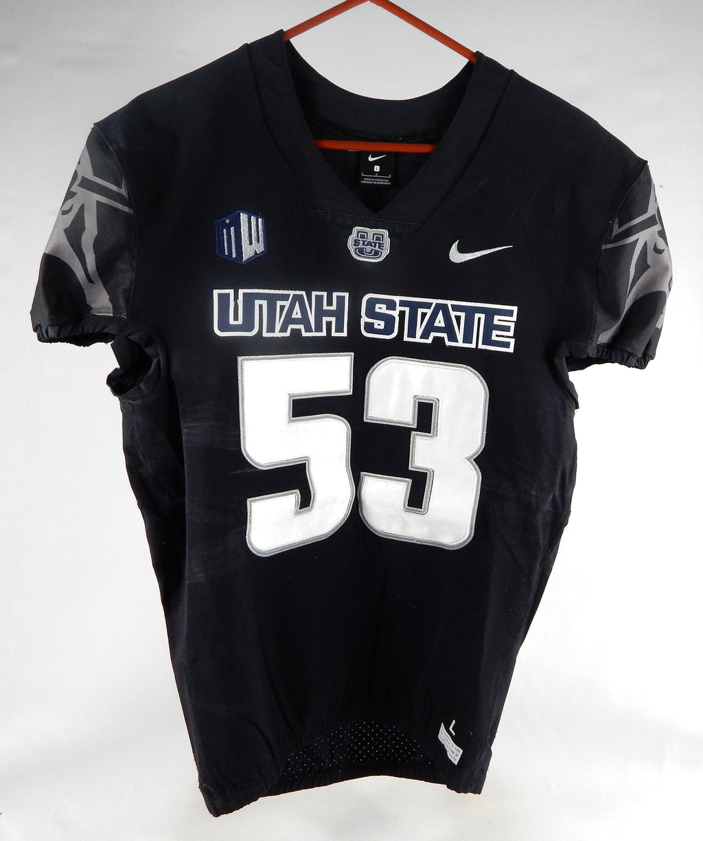 2021 Utah State Aggies #53 Game Used Black Out Jersey NP R L 079