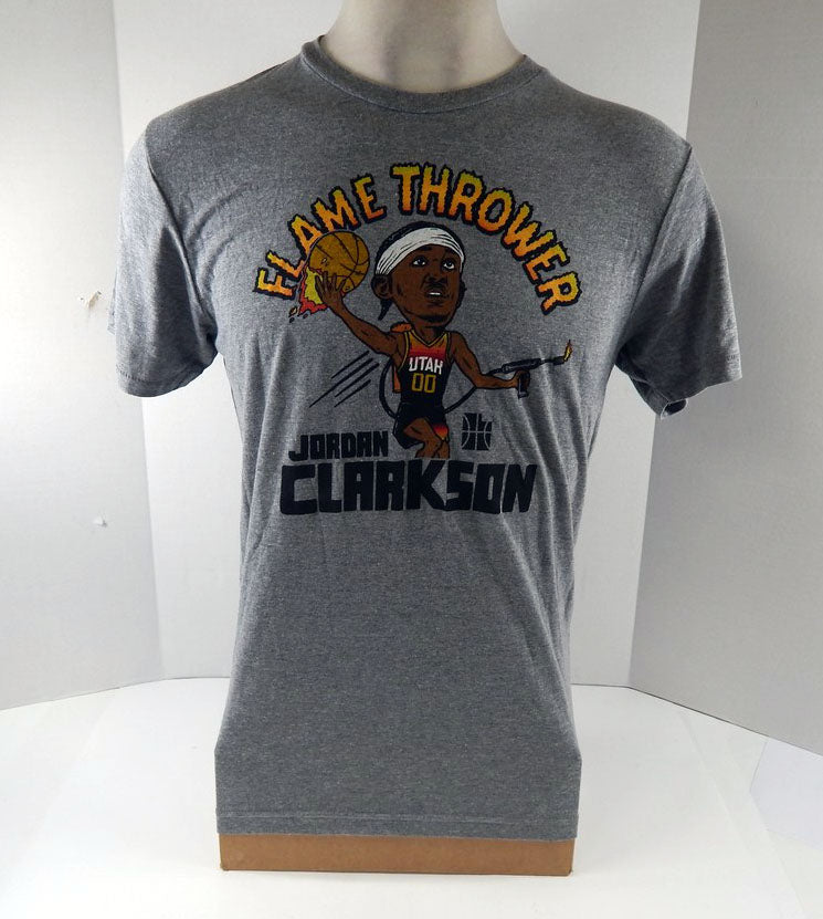 2021 Mens Utah Jazz Jordan Clarkson #0 Grey T-Shirt Flamethrower Homage NWT M 5