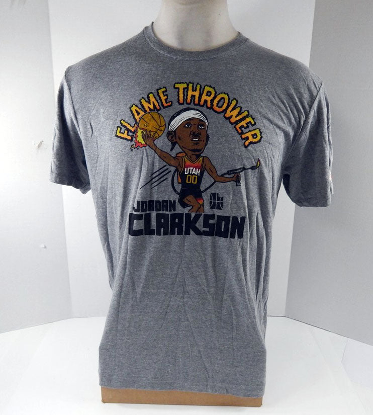 2021 Mens Utah Jazz Jordan Clarkson #0 Grey T-Shirt Flamethrower Homage NWT L 6