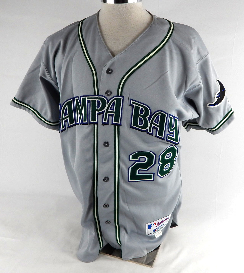 2003 Tampa Bay Devil Rays Jim Parque #28 Game Used Grey Jersey 48 479