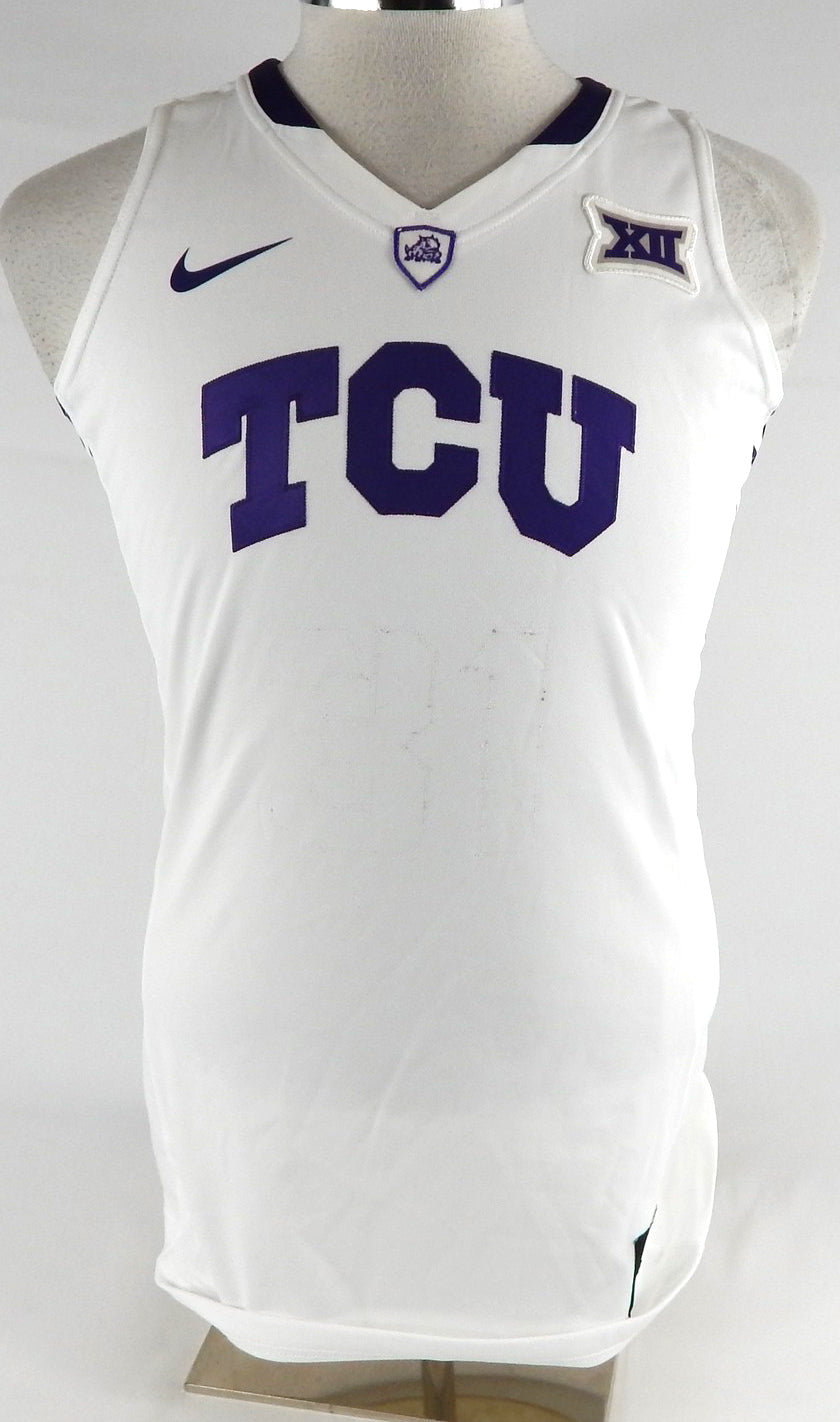 Texas Christian TCU Frogs #31 Game Used White Jersey Basketball Stripped L 737