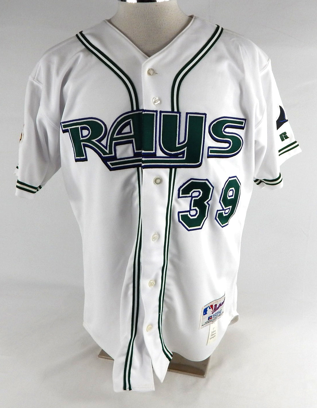 2001 Tampa Bay Devil Rays Mike Caruso #39 Game Issued White Jersey 100 P 46 0