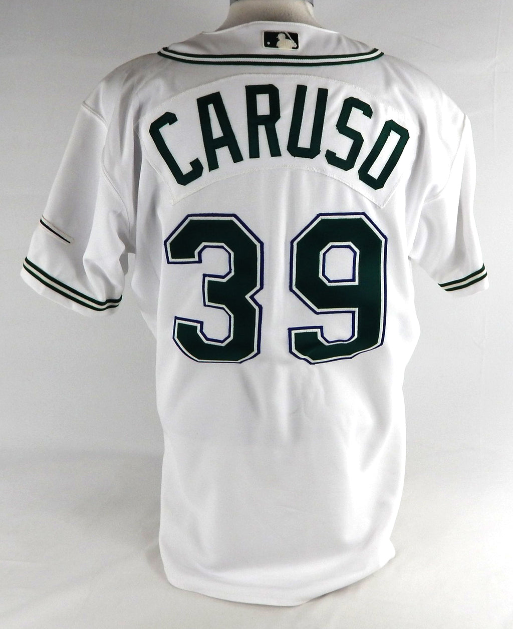 2001 Tampa Bay Devil Rays Mike Caruso #39 Game Issued White Jersey 100 P 46 0 Pic2