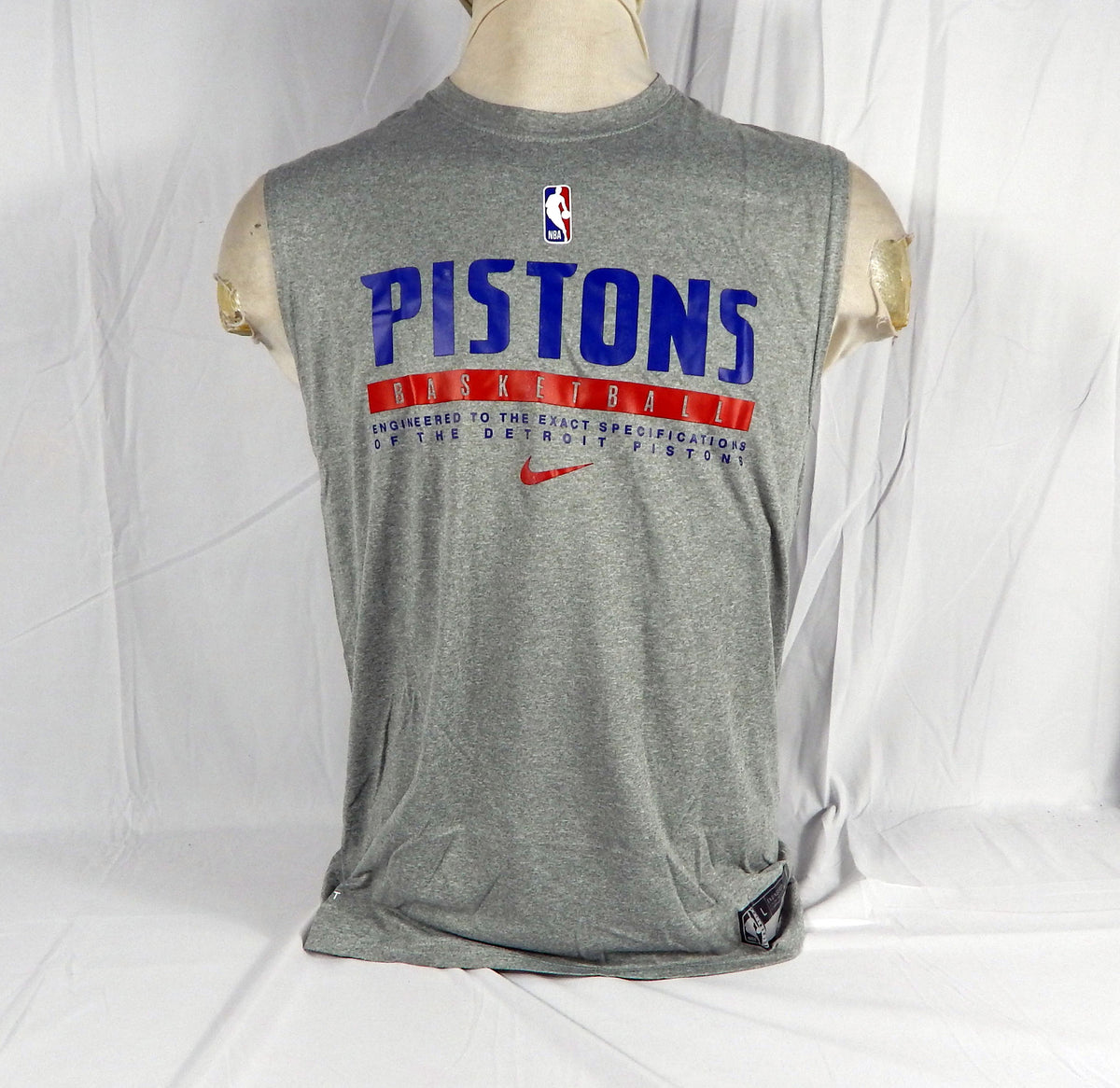 2020-21 Detroit Pistons Team Issued Grey Training Tank Shirt CV3912-063 L 42S