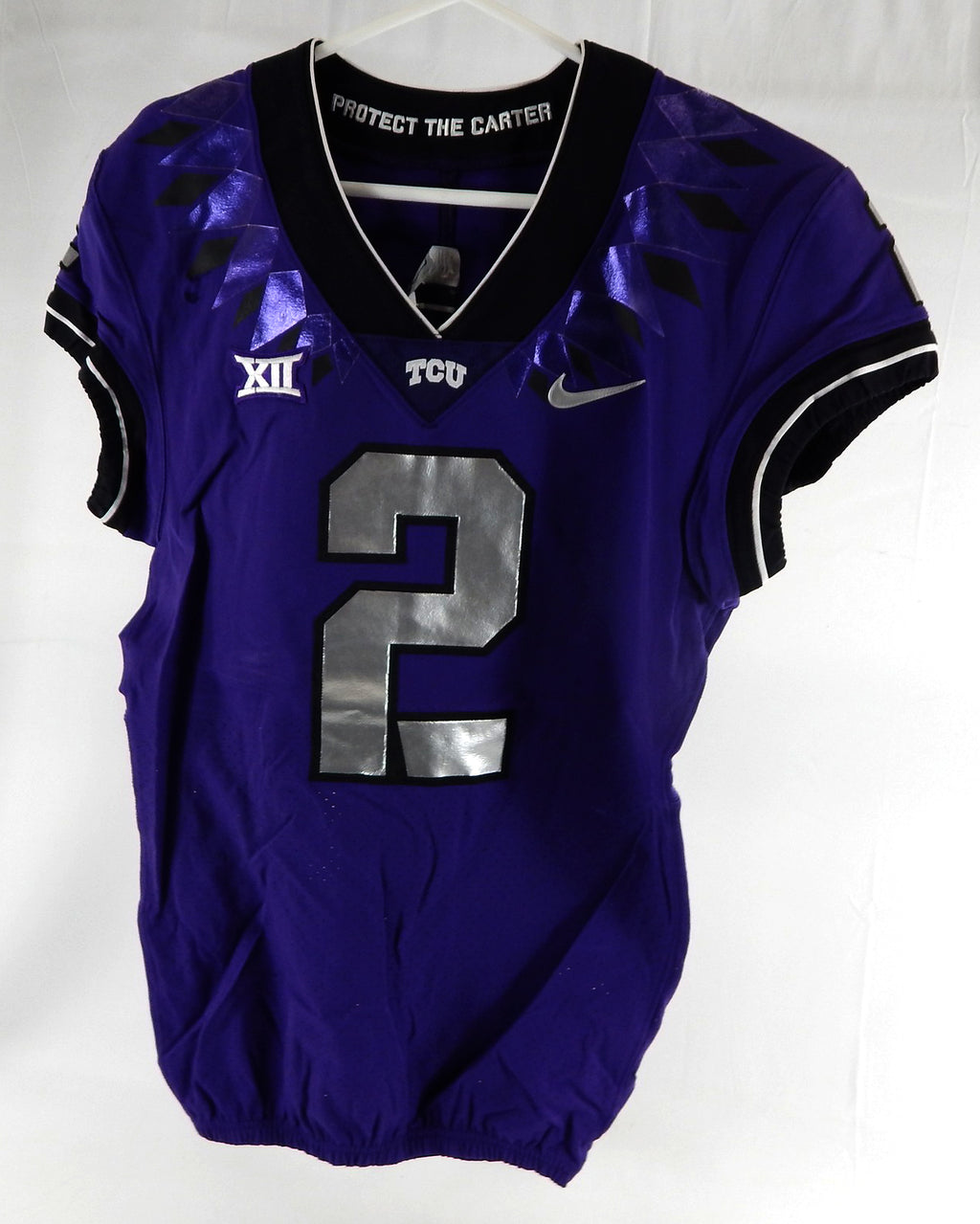 2019-24 Texas Christian TCU Frogs #2 Game Used Purple Jersey Football NP R 40 9